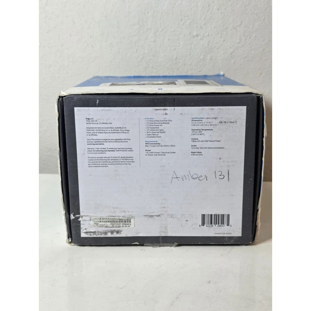 Ring Elite Video Doorbell PoE – NEW OPEN BOX – Hardwired Pro Model – 1080p HD